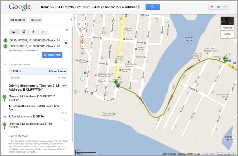 CopperWATCH Google Map Example